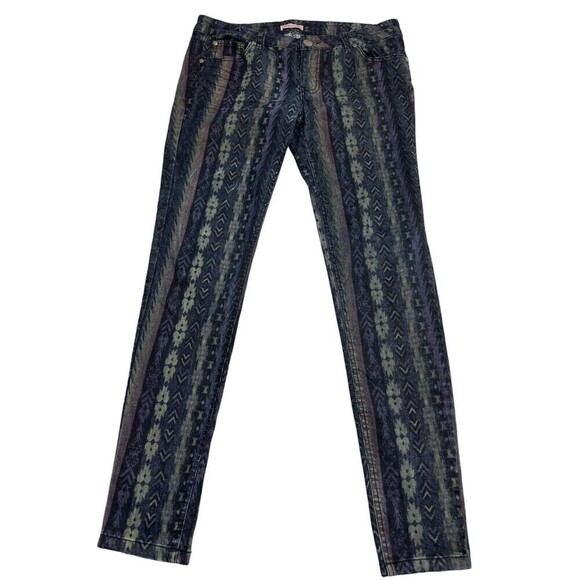 FIRE LOS ANGELES Jeans Pants Tribal Print Skinny STRETCH sz 11 (32 x 30) Muted - Picture 1 of 7